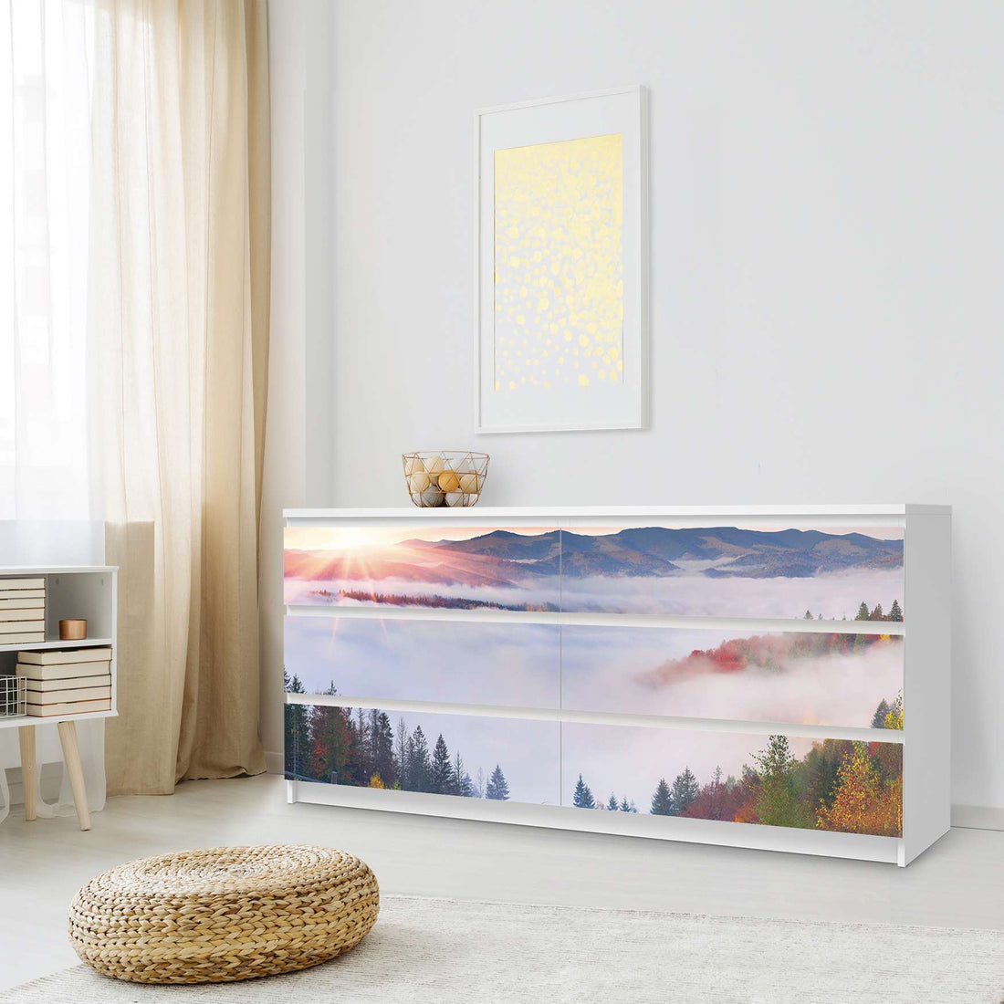 Möbelfolie Herbstwald - IKEA Malm Kommode 6 Schubladen (breit) - Schlafzimmer