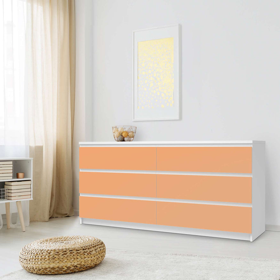 Möbelfolie Orange Light - IKEA Malm Kommode 6 Schubladen (breit) - Schlafzimmer