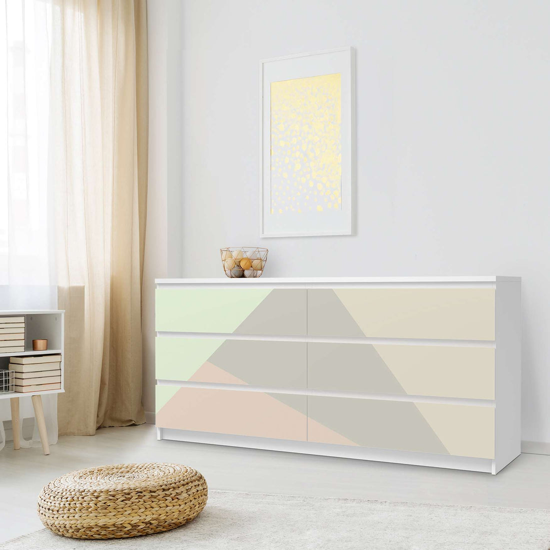 Möbelfolie Pastell Geometrik - IKEA Malm Kommode 6 Schubladen (breit) - Schlafzimmer