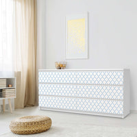 Möbelfolie Retro Pattern - Blau - IKEA Malm Kommode 6 Schubladen (breit) - Schlafzimmer