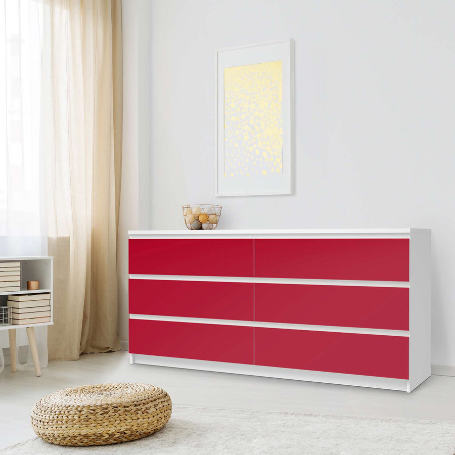 Möbelfolie Rot Dark - IKEA Malm Kommode 6 Schubladen (breit) - Schlafzimmer