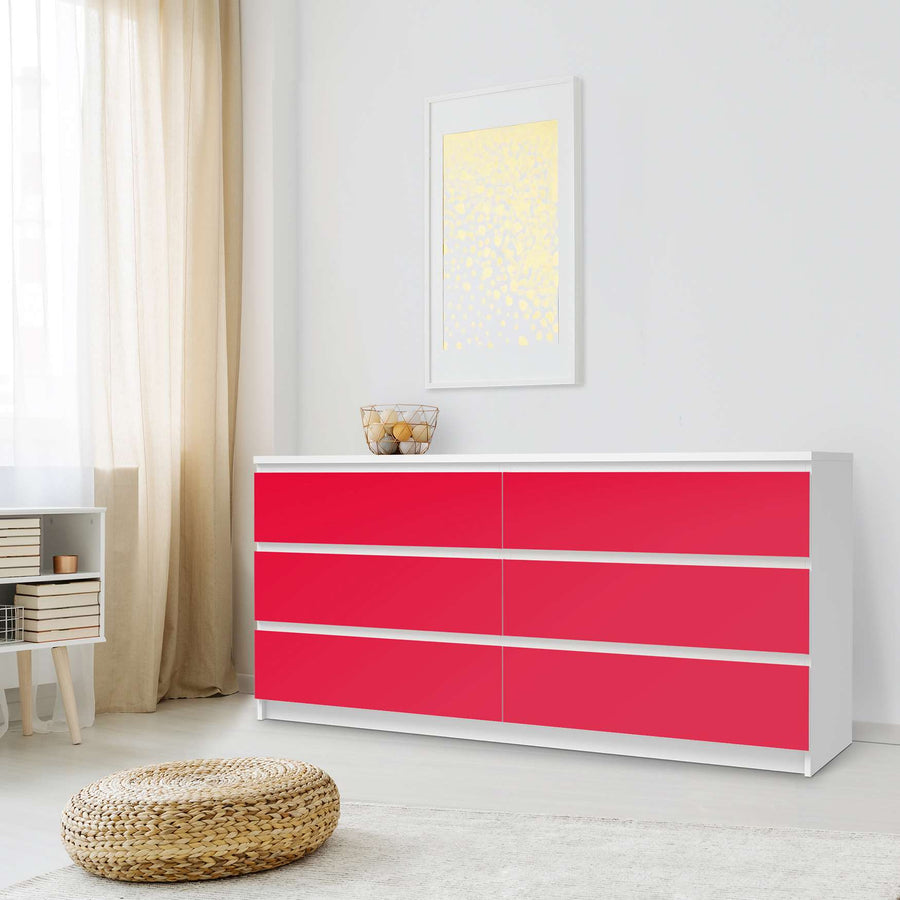 Möbelfolie Rot Light - IKEA Malm Kommode 6 Schubladen (breit) - Schlafzimmer