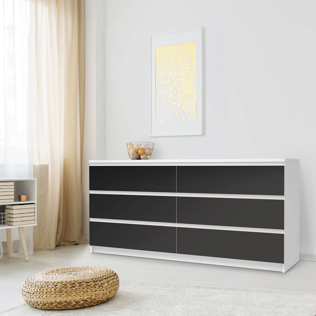 Möbelfolie Schwarz - IKEA Malm Kommode 6 Schubladen (breit) - Schlafzimmer