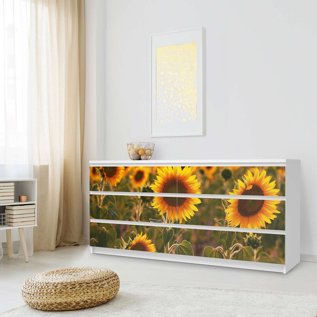 Möbelfolie Sunflowers - IKEA Malm Kommode 6 Schubladen (breit) - Schlafzimmer