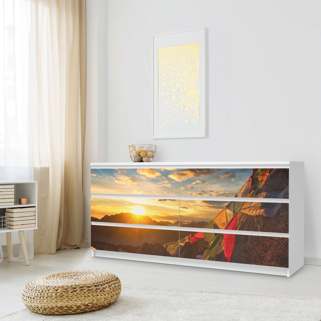 Möbelfolie Tibet - IKEA Malm Kommode 6 Schubladen (breit) - Schlafzimmer