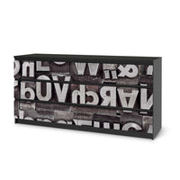 Möbelfolie Alphabet - IKEA Malm Kommode 6 Schubladen (breit) - schwarz