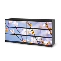 Möbelfolie Apple Blossoms - IKEA Malm Kommode 6 Schubladen (breit) - schwarz