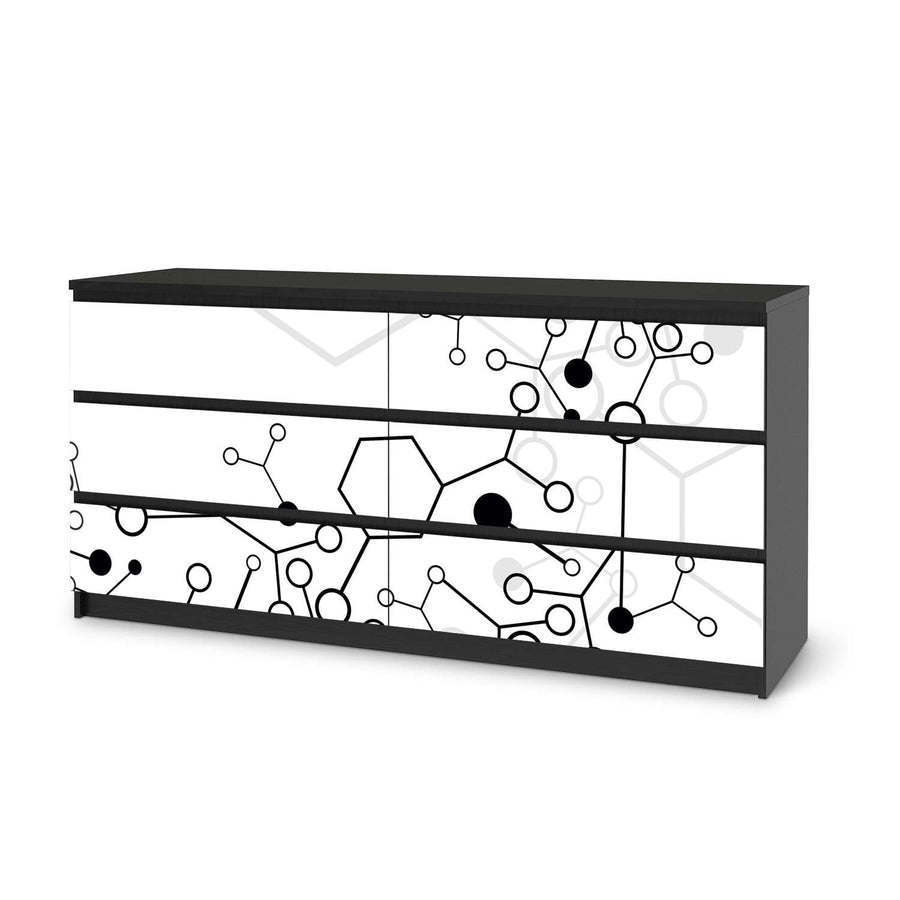 Möbelfolie Atomic 1 - IKEA Malm Kommode 6 Schubladen (breit) - schwarz