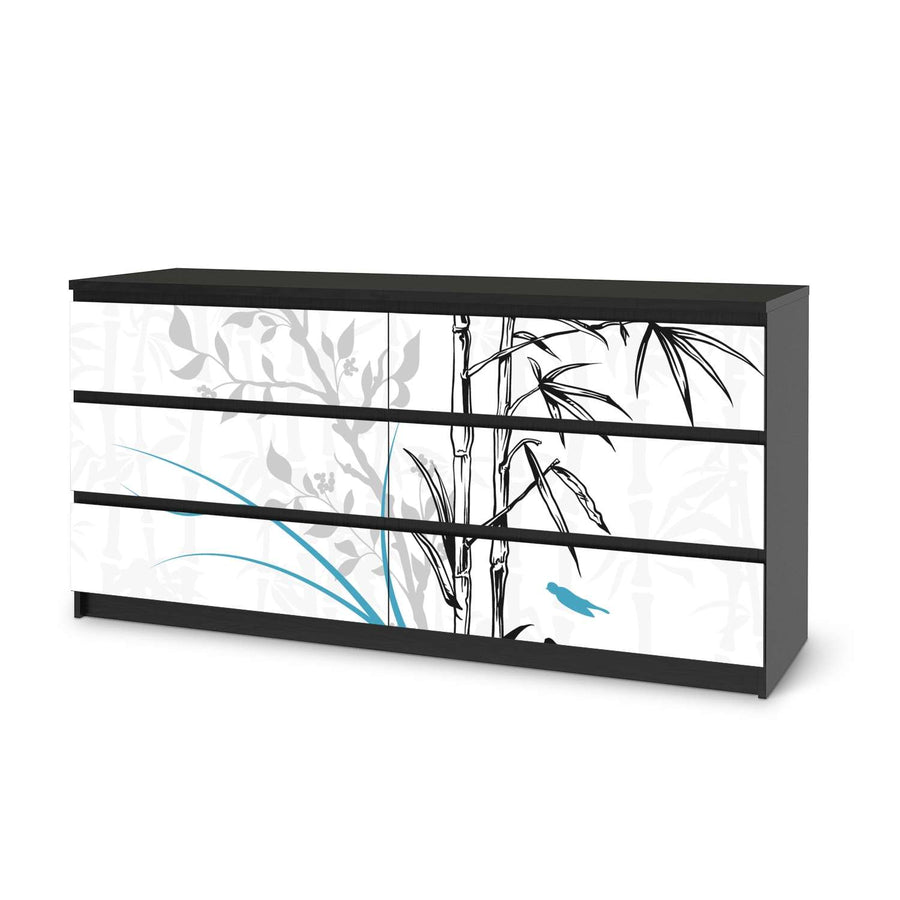 Möbelfolie Bamboo 1 - IKEA Malm Kommode 6 Schubladen (breit) - schwarz