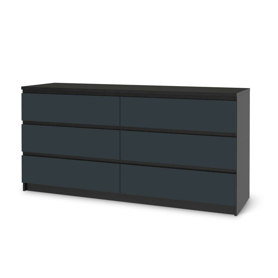 Möbelfolie Blaugrau Dark - IKEA Malm Kommode 6 Schubladen (breit) - schwarz