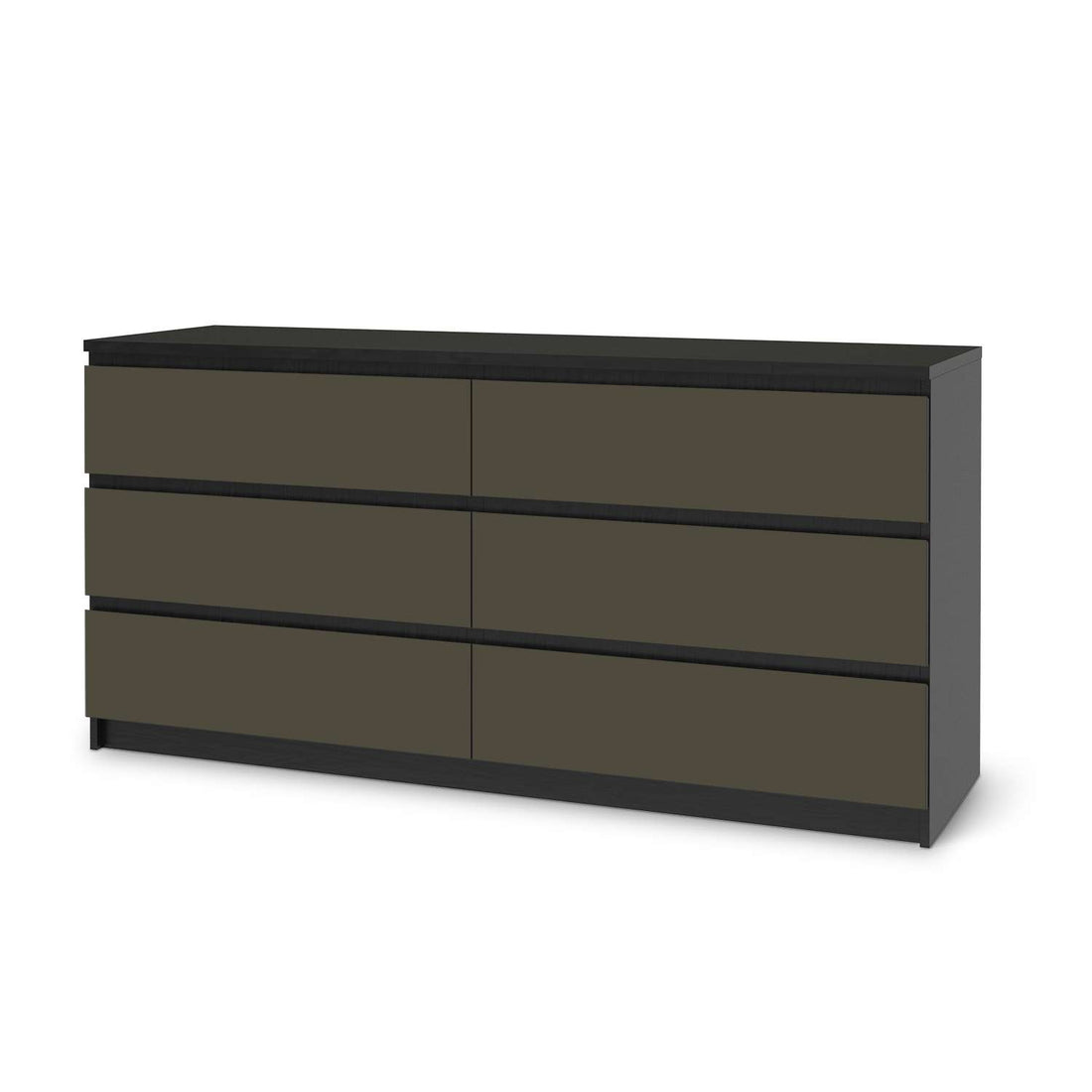 Möbelfolie Braungrau Dark - IKEA Malm Kommode 6 Schubladen (breit) - schwarz
