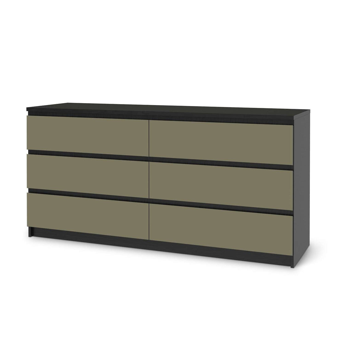 Möbelfolie Braungrau Light - IKEA Malm Kommode 6 Schubladen (breit) - schwarz