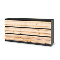 Möbelfolie Bright Planks - IKEA Malm Kommode 6 Schubladen (breit) - schwarz