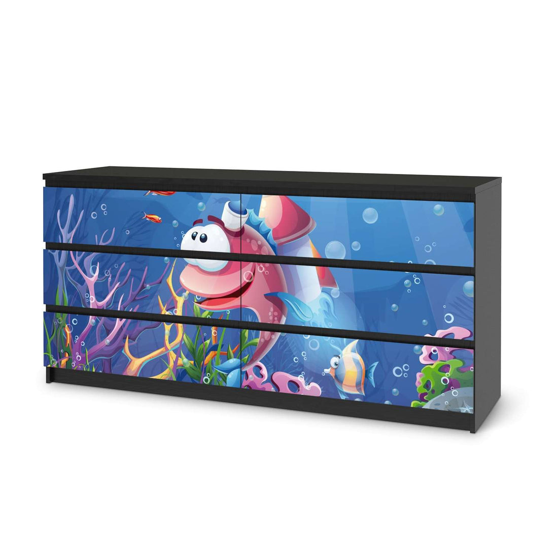 Möbelfolie Bubbles - IKEA Malm Kommode 6 Schubladen (breit) - schwarz