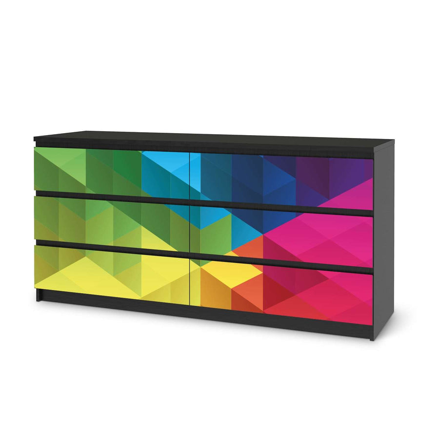 Möbelfolie Colored Cubes - IKEA Malm Kommode 6 Schubladen (breit) - schwarz