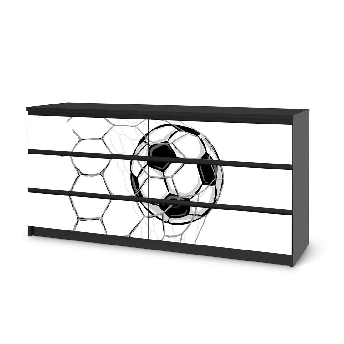 Möbelfolie Eingenetzt - IKEA Malm Kommode 6 Schubladen (breit) - schwarz