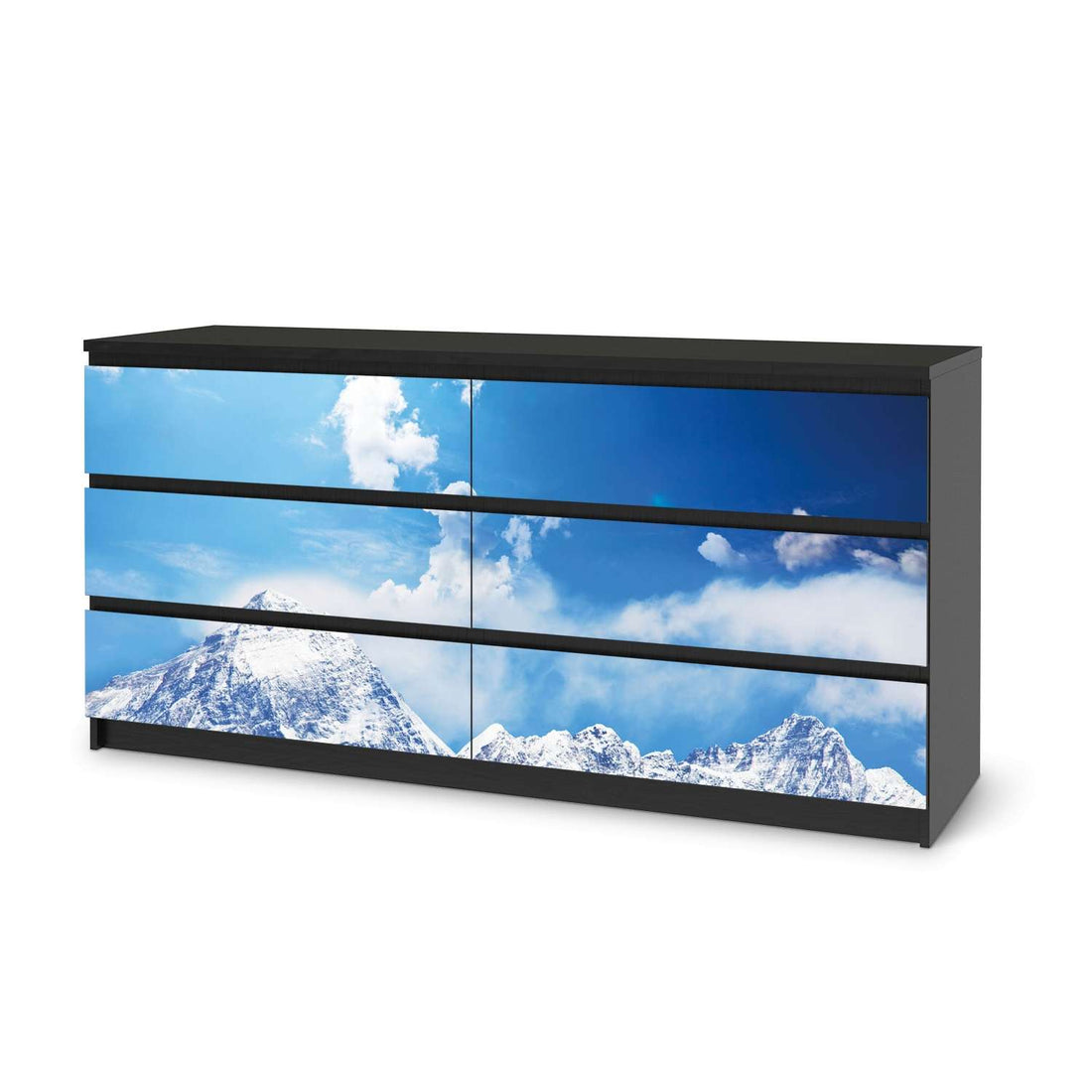 Möbelfolie Everest - IKEA Malm Kommode 6 Schubladen (breit) - schwarz