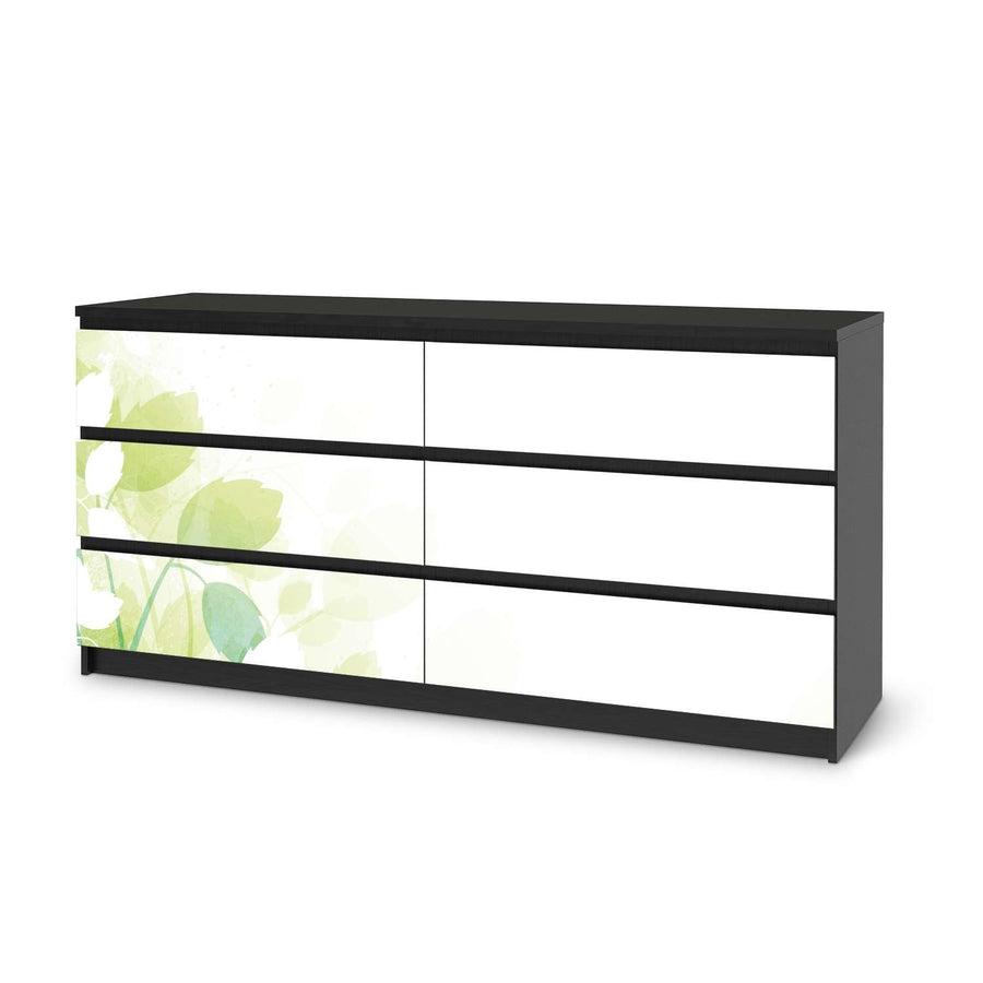 Möbelfolie Flower Light - IKEA Malm Kommode 6 Schubladen (breit) - schwarz