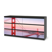 Möbelfolie Golden Gate - IKEA Malm Kommode 6 Schubladen (breit) - schwarz