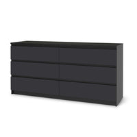 Möbelfolie Grau Dark - IKEA Malm Kommode 6 Schubladen (breit) - schwarz