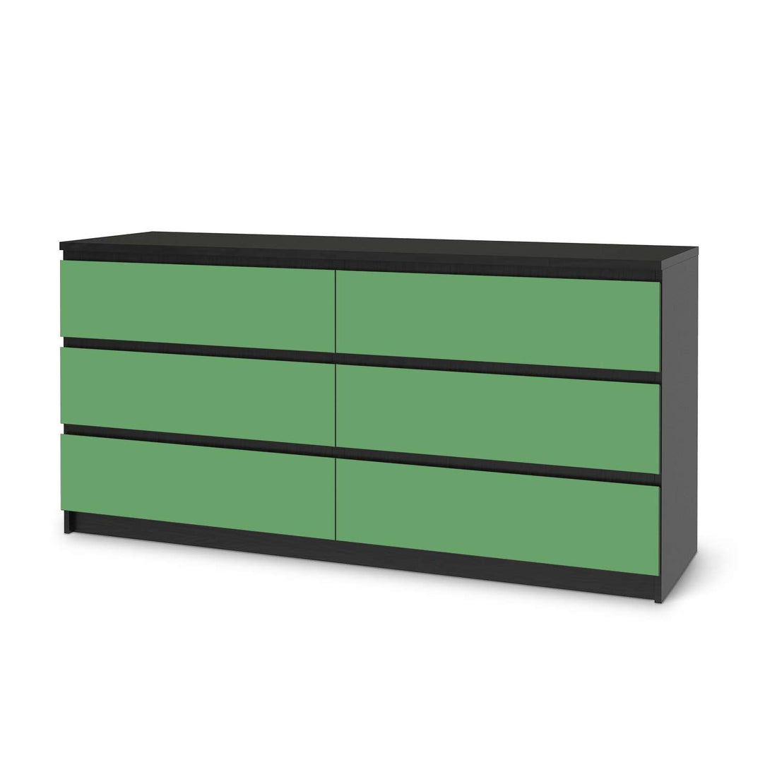 Möbelfolie Grün Light - IKEA Malm Kommode 6 Schubladen (breit) - schwarz