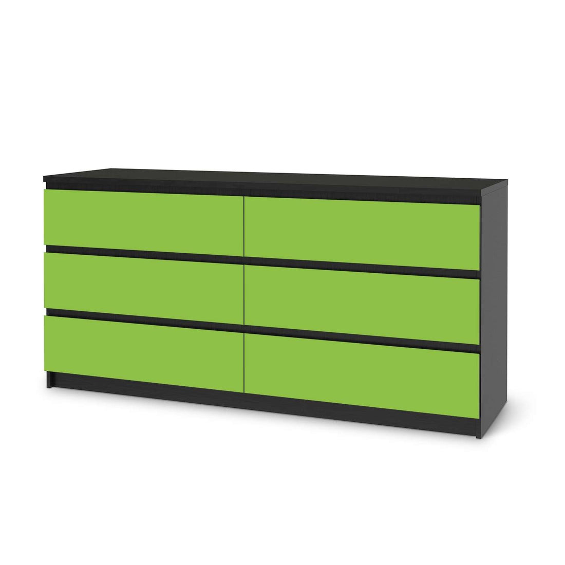 Möbelfolie Hellgrün Dark - IKEA Malm Kommode 6 Schubladen (breit) - schwarz