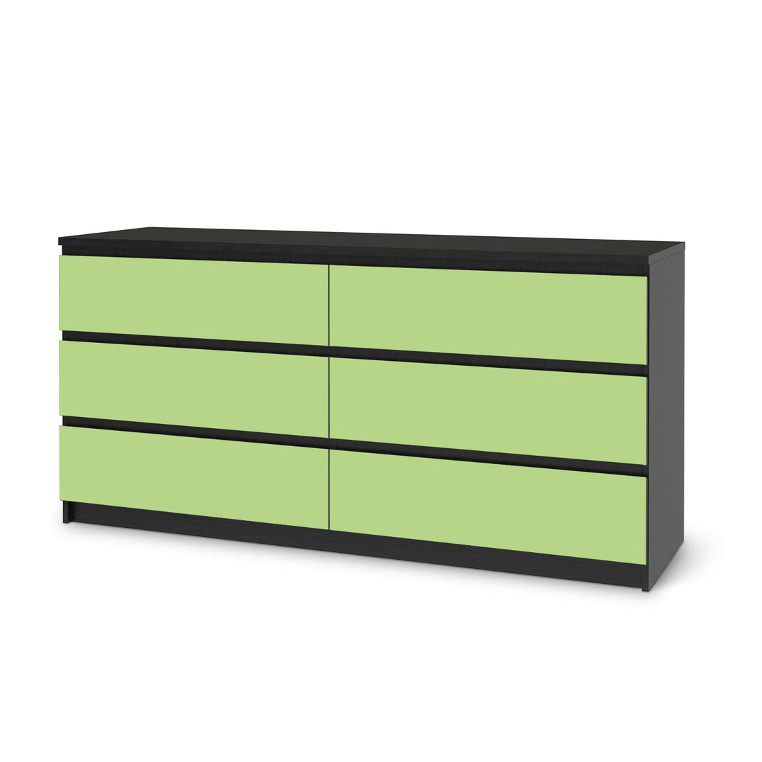 Möbelfolie Hellgrün Light - IKEA Malm Kommode 6 Schubladen (breit) - schwarz