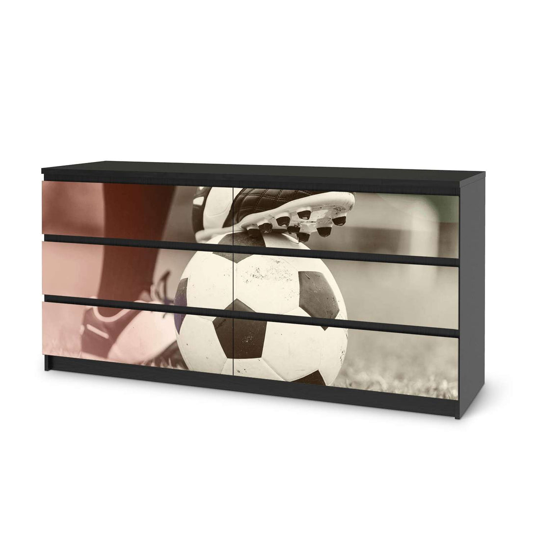 Möbelfolie Kick it - IKEA Malm Kommode 6 Schubladen (breit) - schwarz