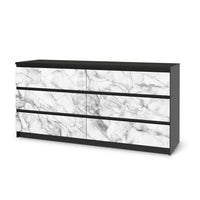 Möbelfolie Marmor weiß - IKEA Malm Kommode 6 Schubladen (breit) - schwarz