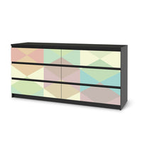 Möbelfolie Melitta Pastell Geometrie - IKEA Malm Kommode 6 Schubladen (breit) - schwarz