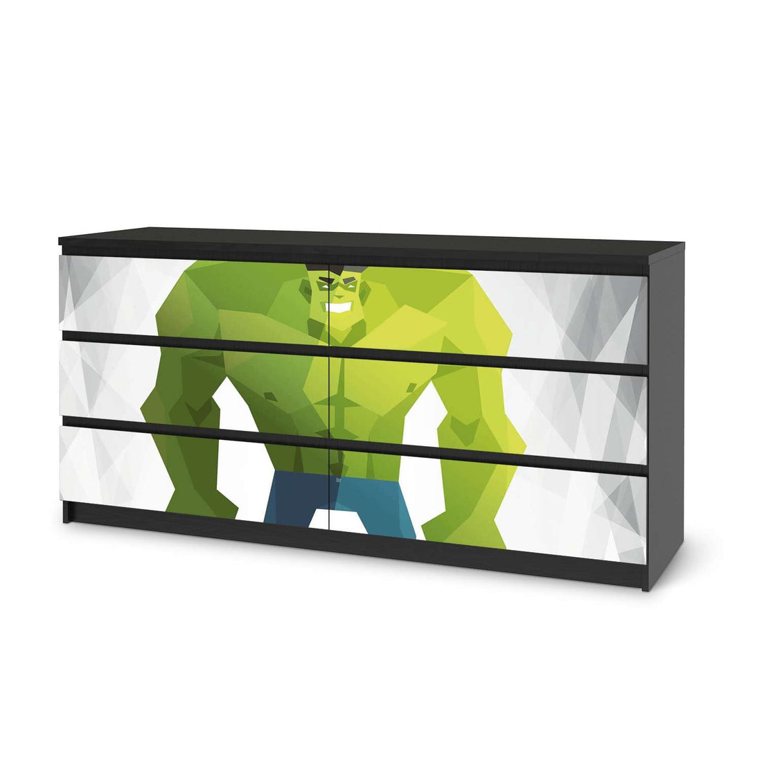 Möbelfolie Mr. Green - IKEA Malm Kommode 6 Schubladen (breit) - schwarz