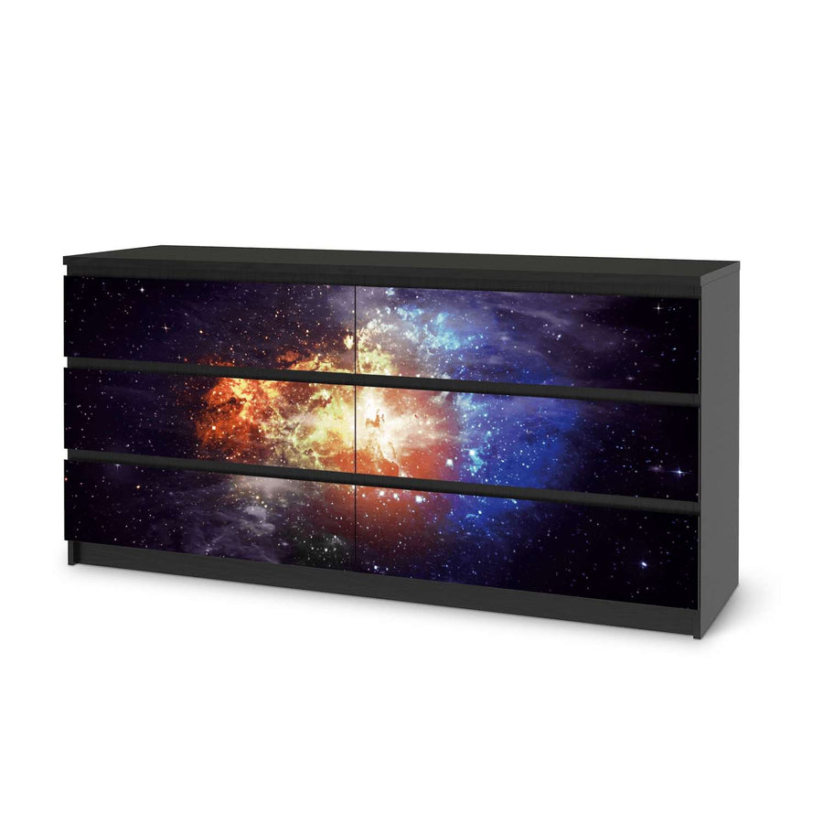 Möbelfolie Nebula - IKEA Malm Kommode 6 Schubladen (breit) - schwarz