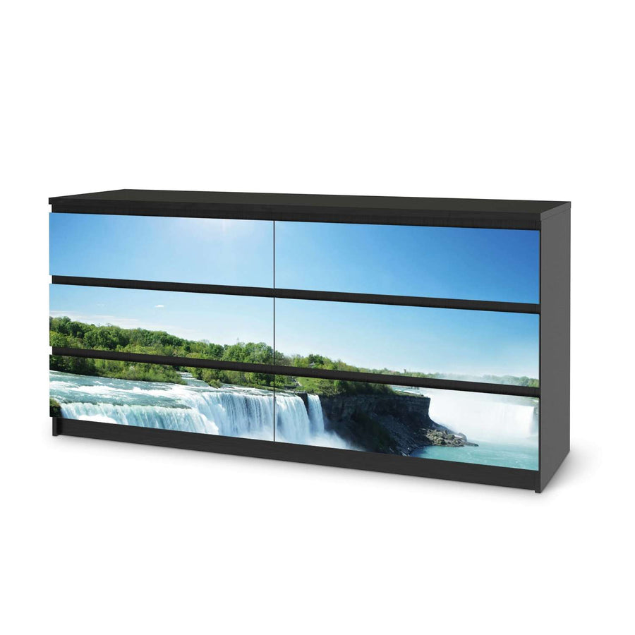 Möbelfolie Niagara Falls - IKEA Malm Kommode 6 Schubladen (breit) - schwarz