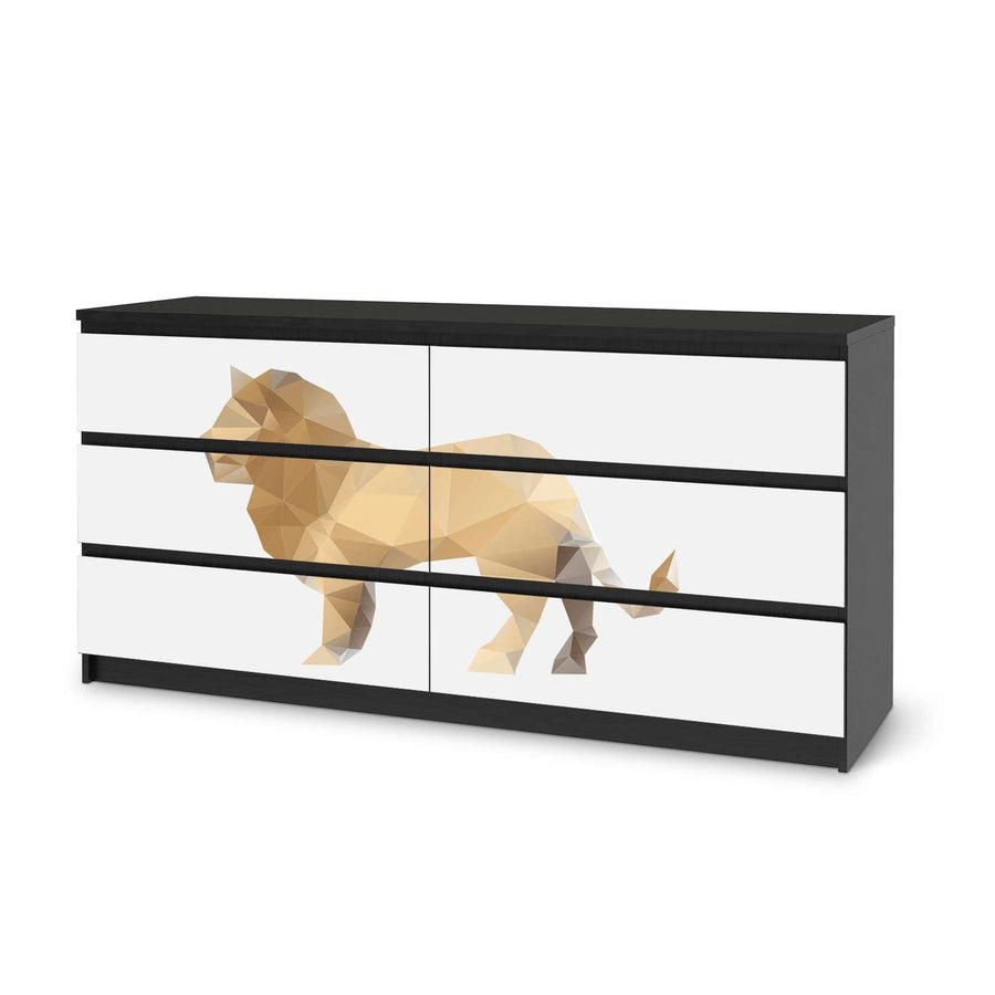 Möbelfolie Origami Lion - IKEA Malm Kommode 6 Schubladen (breit) - schwarz