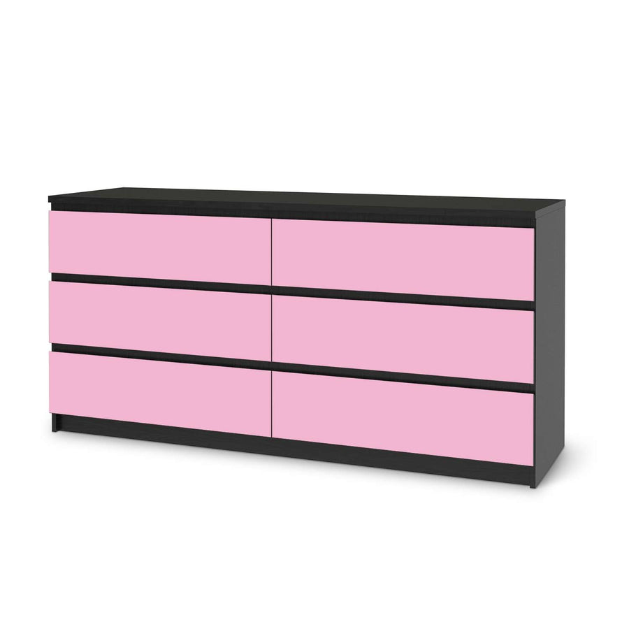 Möbelfolie Pink Light - IKEA Malm Kommode 6 Schubladen (breit) - schwarz