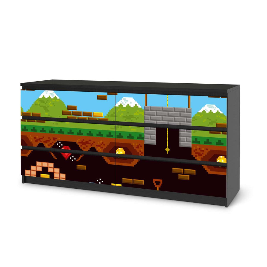 Möbelfolie Pixelmania - IKEA Malm Kommode 6 Schubladen (breit) - schwarz