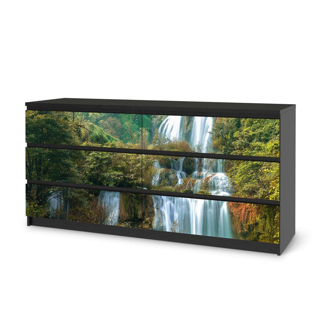 Möbelfolie Rainforest - IKEA Malm Kommode 6 Schubladen (breit) - schwarz
