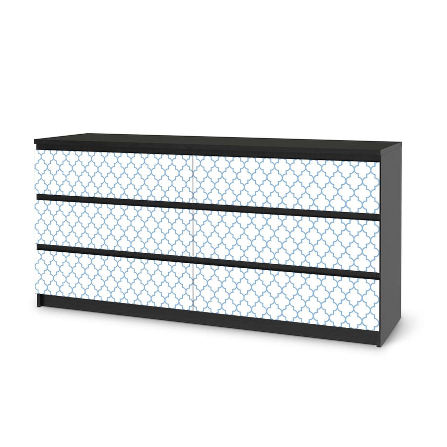 Möbelfolie Retro Pattern - Blau - IKEA Malm Kommode 6 Schubladen (breit) - schwarz