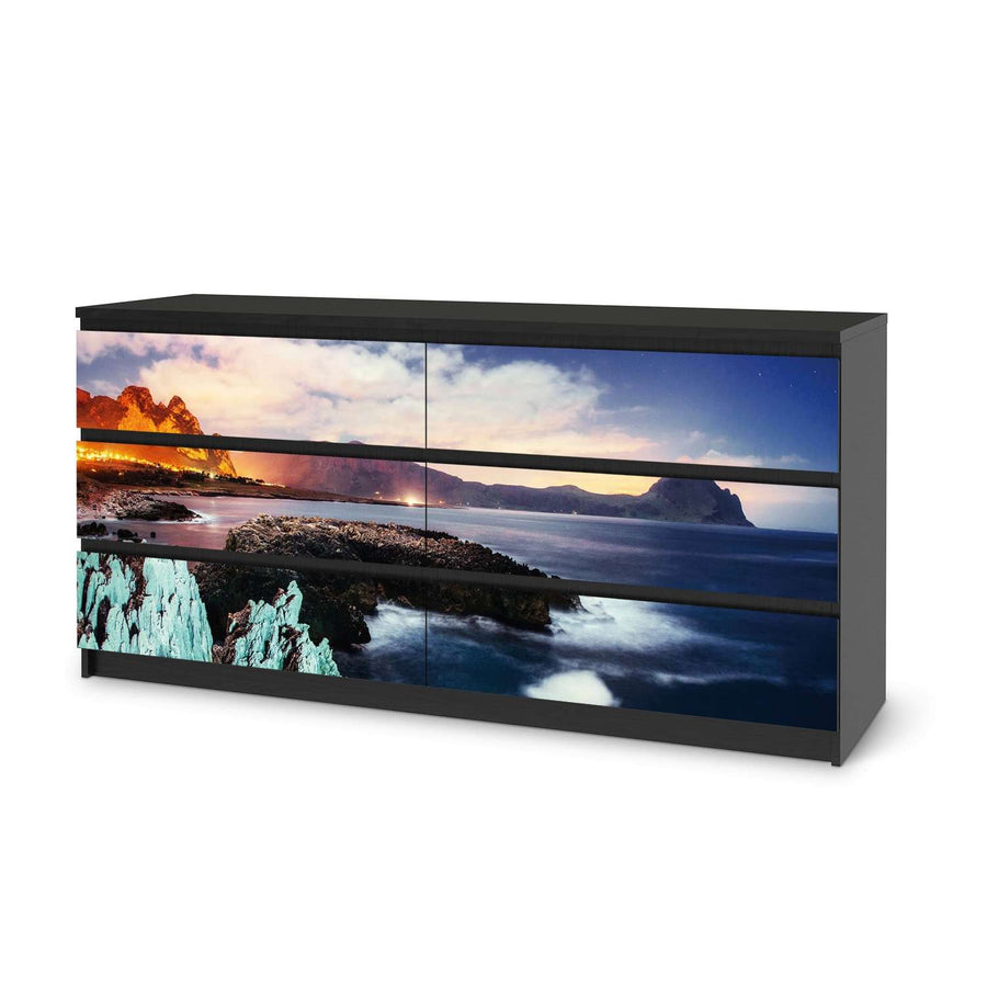 Möbelfolie Seaside - IKEA Malm Kommode 6 Schubladen (breit) - schwarz