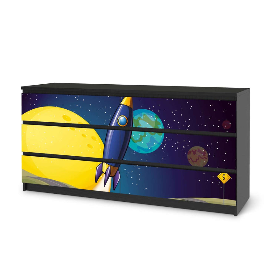 Möbelfolie Space Rocket - IKEA Malm Kommode 6 Schubladen (breit) - schwarz