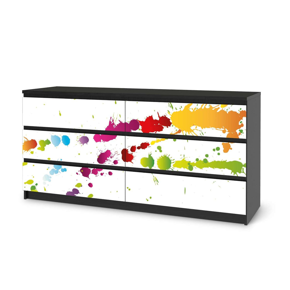 Möbelfolie Splash 2 - IKEA Malm Kommode 6 Schubladen (breit) - schwarz