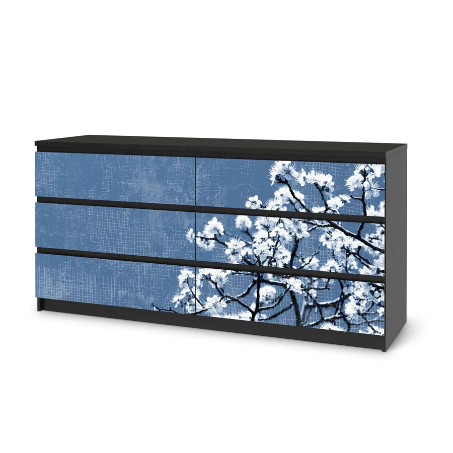Möbelfolie Spring Tree - IKEA Malm Kommode 6 Schubladen (breit) - schwarz