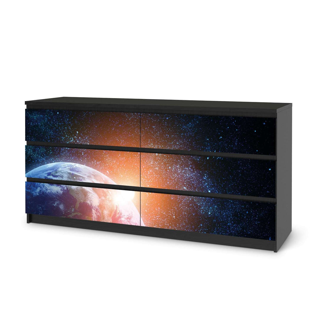 Möbelfolie Sunrise - IKEA Malm Kommode 6 Schubladen (breit) - schwarz