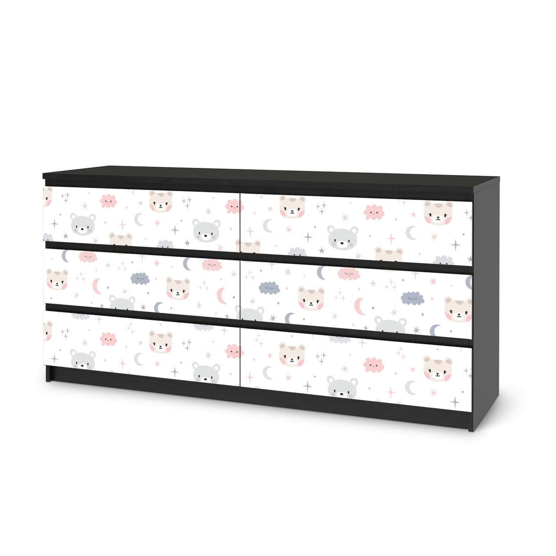 Möbelfolie Sweet Dreams - IKEA Malm Kommode 6 Schubladen (breit) - schwarz