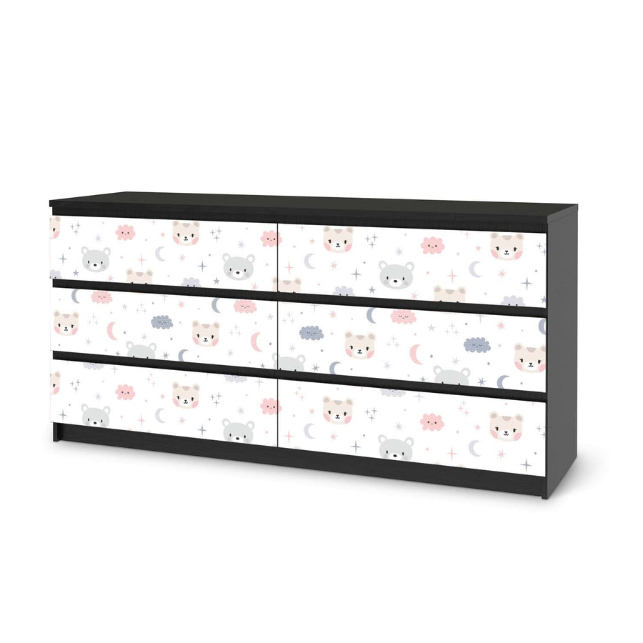 Möbelfolie Sweet Dreams - IKEA Malm Kommode 6 Schubladen (breit) - schwarz
