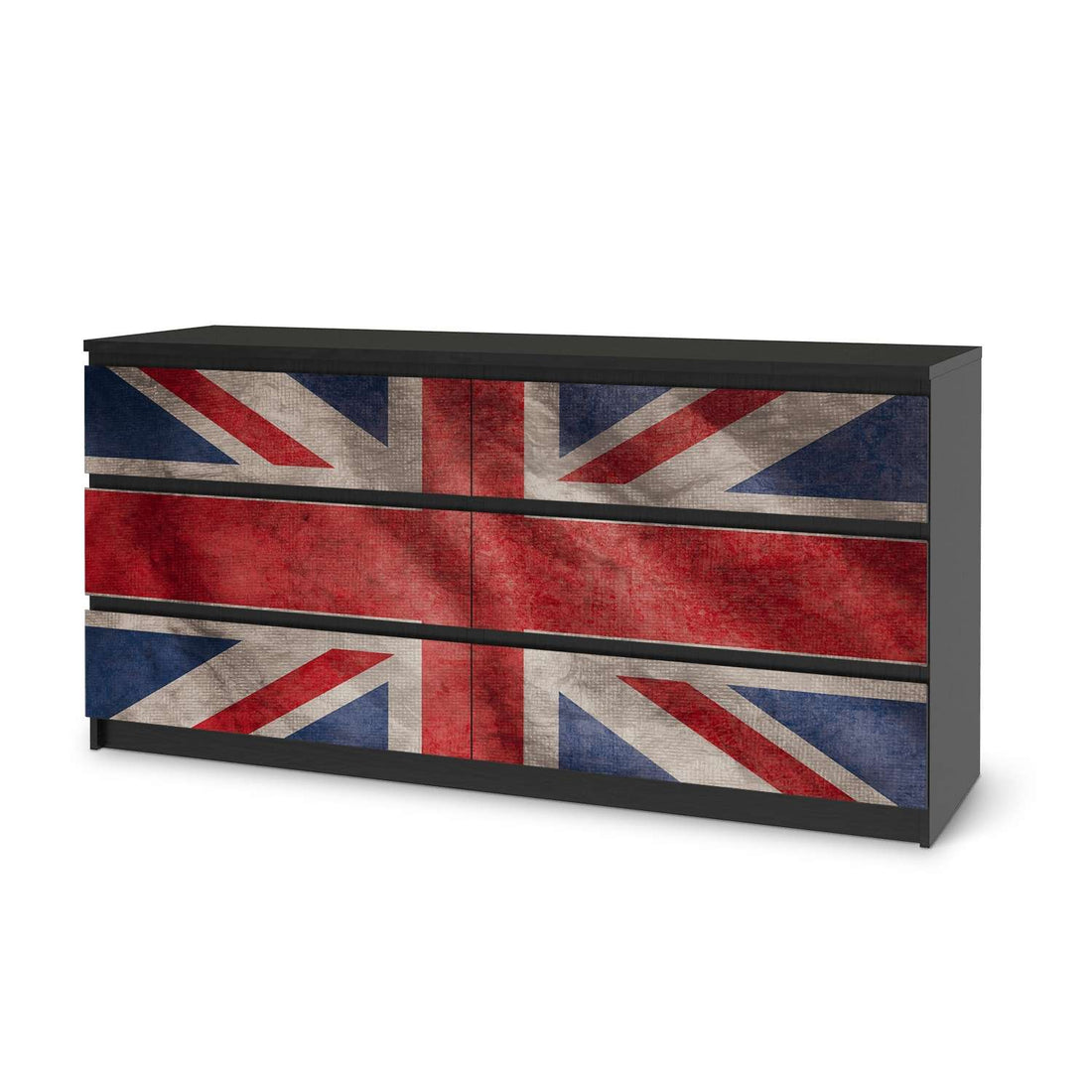 Möbelfolie Union Jack - IKEA Malm Kommode 6 Schubladen (breit) - schwarz