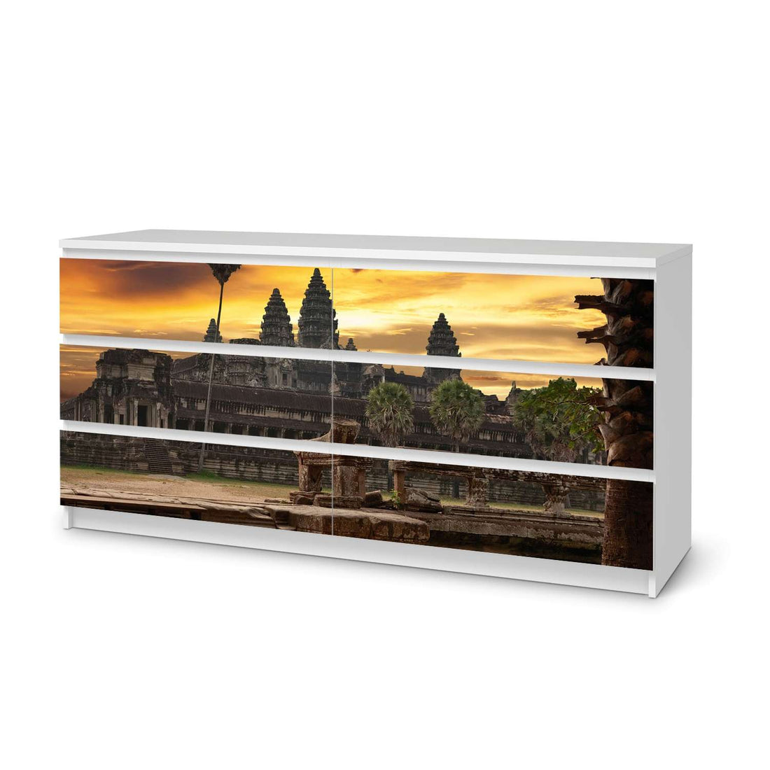 Möbelfolie Angkor Wat - IKEA Malm Kommode 6 Schubladen (breit)  - weiss