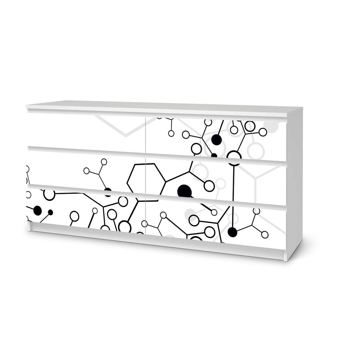 Möbelfolie Atomic 1 - IKEA Malm Kommode 6 Schubladen (breit)  - weiss