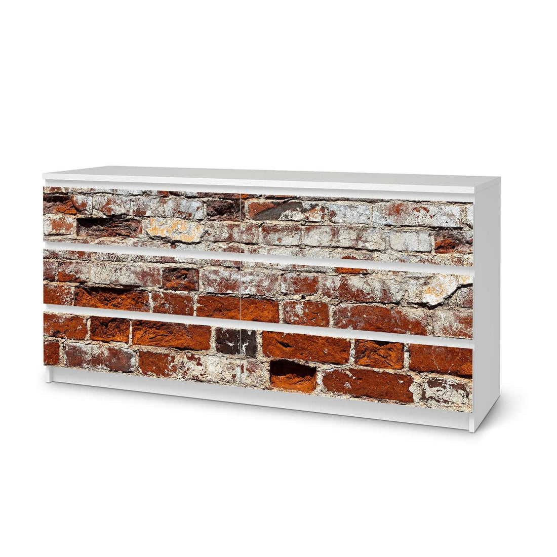 Möbelfolie Backstein - IKEA Malm Kommode 6 Schubladen (breit)  - weiss