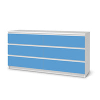 Möbelfolie Blau Light - IKEA Malm Kommode 6 Schubladen (breit)  - weiss